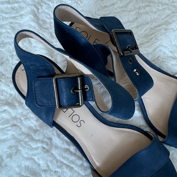 Sole Society SO Missy Ankle Wrap Blue Open-Toe Blue Heels - Picture 2 of 7